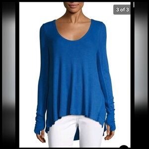 We the Free Malibu Thermal Top Cobalt Blue Bright Vivid Bohemian Gypsy Womens